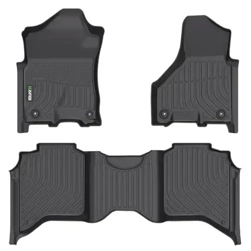HAFIDI® Floor Mats Fit for 2019-2024 Dodge Ram 2500/3500 Crew cab, All Weather Protection TPE Anti-Slip Automotive Floor Liners, Fits 1st & 2nd Row Full Set Custom Accessories, Black - 1