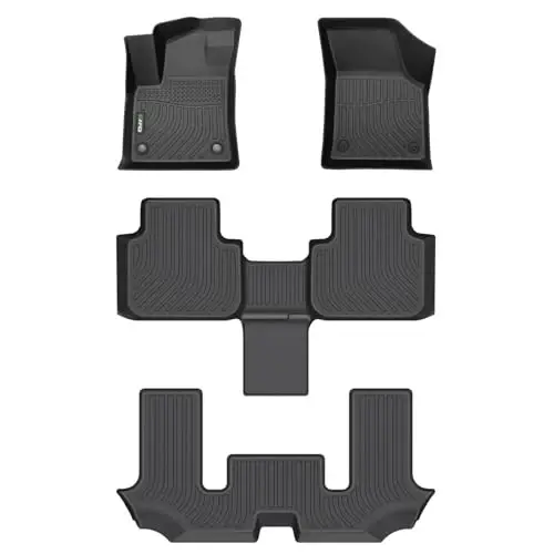 HAFIDI® Floor Mats Fit for 2018-2025 2026 VW Atlas (6 Passenger Bucket) All Weather Protection TPE Car Floor Liners, Fits 1st & 2nd & 3rd Row Full Set Volkswagen Atlas Custom Accessories, Black 
