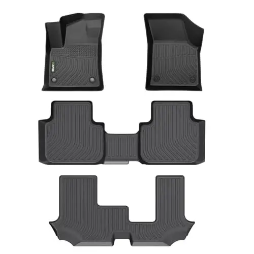 HAFIDI® Floor Mats Fit for 2018-2025 2026 VW Atlas (7 Passenger Bench) All Weather Protection TPE Car Floor Liners, Fits 1st & 2nd & 3rd Row Full Set Volkswagen Atlas Custom Accessories, Black 