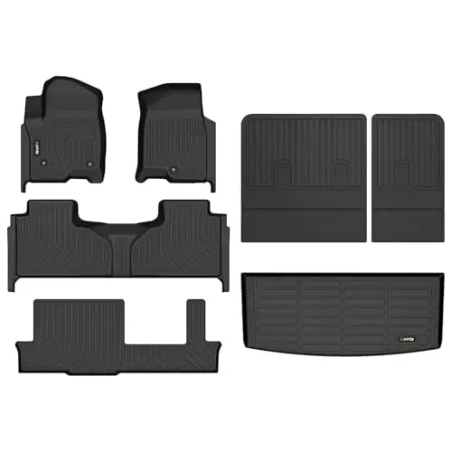 HAFIDI® Floor Mats & Cargo Liner & Seatback Cargo Set Fit for Chevrolet Chevy Tahoe & GMC Yukon 2021-2025 2026 (Not fit XL) (8 Seats) All Weather TPE Car Full Set Liners Custom Accessories-Black 
