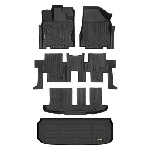 HAFIDI® Floor Mats & Cargo Liner Fit for 2013-2021 Nissan Pathfinder 7 Seats & 2014-2020 Infiniti QX60 All Weather Protection TPE Anti-Slip Automotive Full Set Floor Liners Custom Accessories - Black 
