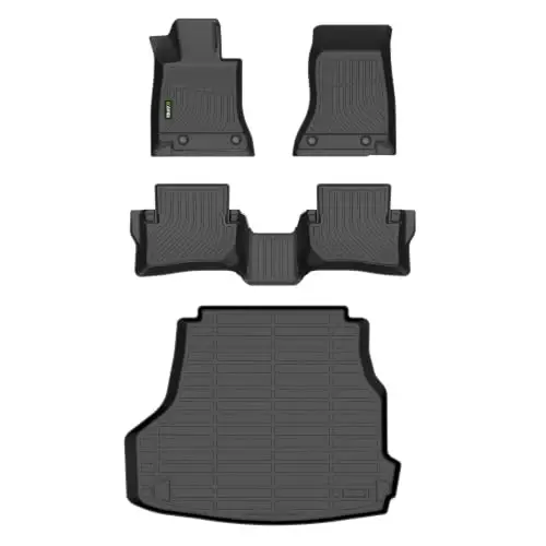 HAFIDI® Floor Mats & Cargo Liner for Mercedes Benz C-Class 2022-2025 2026 | C300/C43 AMG/C63 AMG S E (Fit Sedan Only),All Weather Protection TPE Floor Liners Custom C Class Accessories - Black 