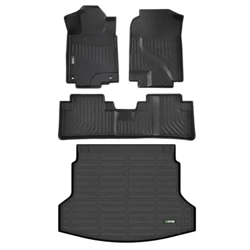 HAFIDI® Floor Mats & Cargo Liner Set Fit for 2012-2016 Honda CRV (Fit for LX & SE & EX & No subwoofer)(Not fit CRV Touring) All Weather Protection TPE Full Set Car Floor Liners Accessories - Black 