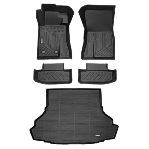 HAFIDI® Floor Mats & Cargo Liner Set Fit for 2015-2024 Ford Mustang (NOT for Mustang Mach E) All Weather Protection TPE Anti-Slip Automotive Full Set Floor Liners Custom Accessories - Black - 1