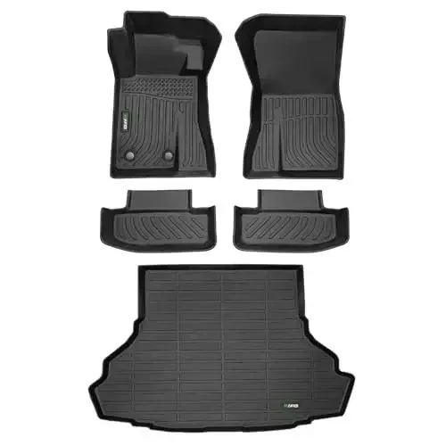 HAFIDI® Floor Mats & Cargo Liner Set Fit for 2015-2026 Ford Mustang (NOT for Mustang Mach E) All Weather Protection TPE Anti-Slip Automotive Full Set Floor Liners Custom Accessories - Black - 1