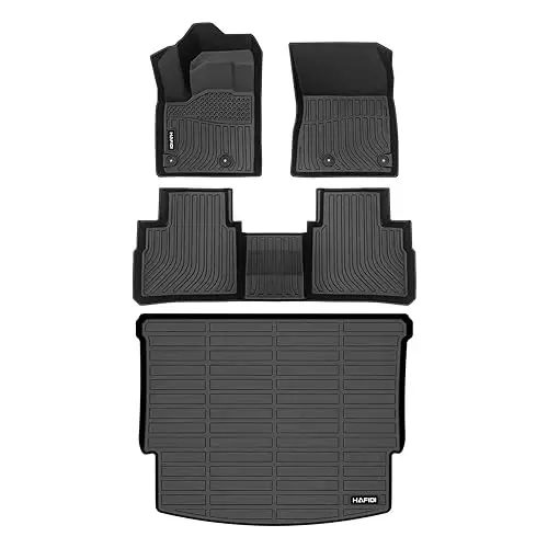 HAFIDI® Floor Mats & Cargo Liner Set Fit for 2021-2025 2026 Nissan Rogue | S | SV | SL | Platinum (Not Sport) All Weather Protection TPE Anti-Slip Car Full Set Floor Liners Custom Accessories -Black - HAFIDI