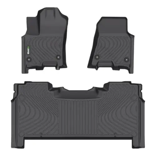HAFIDI® Pol Kovriklar 2025 2026 Dodge Ram 1500 Crew Cab O'rindiq ostidagi saqlash uchun mos, barcha ob-havo sharoitlaridan himoya TPE sirpanishga qarshi avtomobil pol qoplamalari, 1 va 2-qator to'liq to'plamli maxsus aksessuarlar, qora 