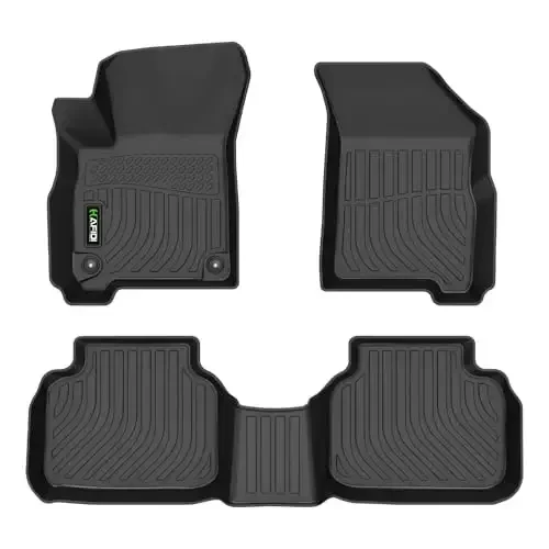 HAFIDI® Pol Mats 2011-2020 Dodge Journey uchun mos keladi, barcha ob-havo sharoitlaridan himoya qiladi, TPE avtomobil pol qoplamalari, 1 va 2-qator to'liq to'plamli maxsus aksessuarlar, qora - 1