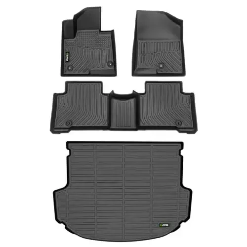 HAFIDI® Pol Qoplamalari va Yukxonasi Layneri 2013-2018 Hyundai Santa FE Sport uchun mos Keladi Har Qanday Ob-Havo Himoyasi TPE Sirpanishga Qarshi Avtomobil To'liq Qoplamalar To'plami Maxsus Aksessuarlar - Qora - HAFIDI