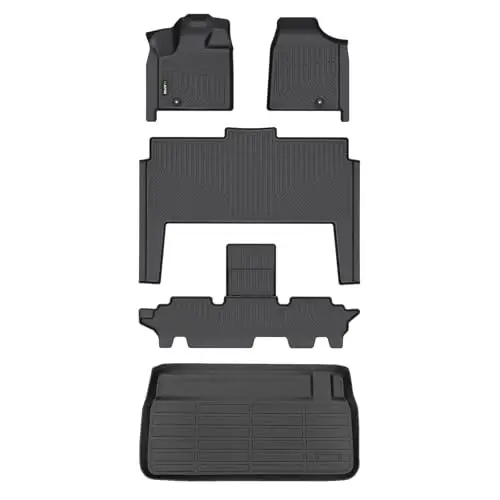 HAFIDI® Pol Qoplamalari & Yuk Qoplamasi 2021-2011 Dodge Grand Caravan 7 O'rindiqli Barcha Ob-Havo Himoyasi TPE Sirpanishga qarshi Avtomobil To'liq To'plam Pol Qoplamalari Maxsus Aksessuarlar - Qora 