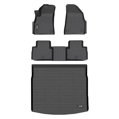 HAFIDI® Pol va Yuk qoplami to‘plami 2026 Jeep Cherokee (Gibrid va Grand Cherokee uchun emas) uchun mos keladigan, barcha ob-havo sharoitiga chidamli TPE sirpanmaydigan avtomobil to‘liq to‘plami, maxsus aksessuarlar - Qora 