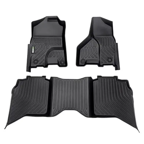 HAFIDI® Poyandazlar 2013-2018 Dodge Ram 1500/2500/3500 Crew Cab & 2019-2024 Dodge Ram 1500 Classic Crew Cab uchun mos, Barcha ob-havo uchun avtomobil poyandazlari, 1 va 2-qator to'liq to'plam moslashtirilgan aksessuarlar, qora 