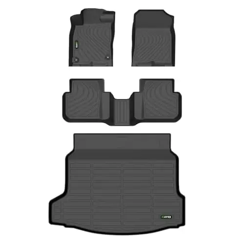 HAFIDI® Poyanduq gilamlari va yuk qoplamasi to'plami 2025 Honda Civic Hybrid Hatchback uchun mos keladi. Barcha ob-havo sharoitlaridan himoya TPE sirpanishga qarshi avtomobil to'liq to'plam gilamlari maxsus aksessuarlar - qora - 1