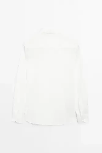 Hafif %100 keten gömlek-Beyaz - MASSIMO DUTTI (1)