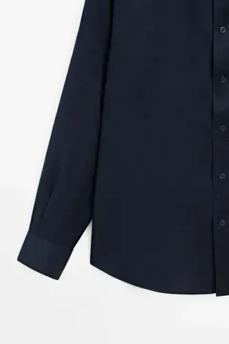 Hafif %100 keten gömlek-KOYU LACİVERT - MASSIMO DUTTI (1)