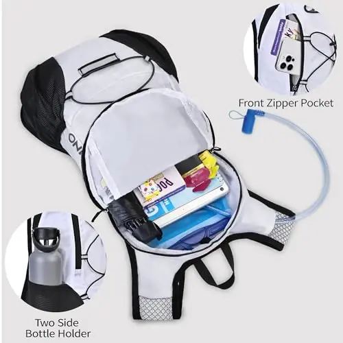 Lightweight Hydration Backpack, Running Backpack with 2L Water Bladder, Hydro Water Daypack for Cycling Hiking Rave for Men Women - 4