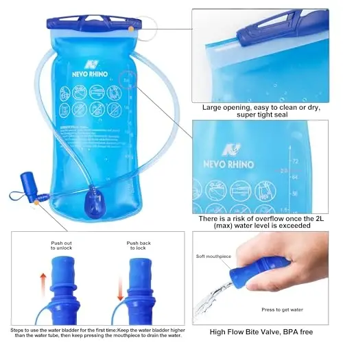 Lightweight Hydration Backpack, Running Backpack with 2L Water Bladder, Hydro Water Daypack for Cycling Hiking Rave for Men Women - 6