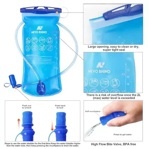 Lightweight Hydration Backpack, Running Backpack with 2L Water Bladder, Hydro Water Daypack for Cycling Hiking Rave for Men Women - 6