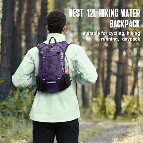 Lightweight Hydration Backpack, Running Backpack with 2L Water Bladder, Hydro Water Daypack for Cycling Hiking Rave for Men Women - N NEVO RHINO