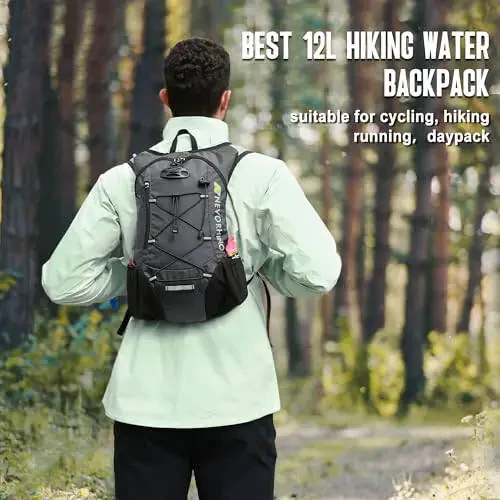 Lightweight Hydration Backpack, Running Backpack with 2L Water Bladder, Hydro Water Daypack for Cycling Hiking Rave for Men Women - 6