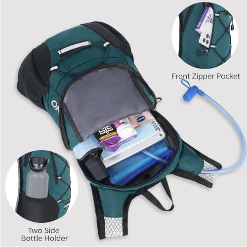 Lightweight Hydration Backpack, Running Backpack with 2L Water Bladder, Hydro Water Daypack for Cycling Hiking Rave for Men Women - 4