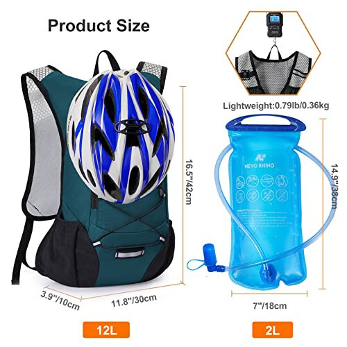 Lightweight Hydration Backpack, Running Backpack with 2L Water Bladder, Hydro Water Daypack for Cycling Hiking Rave for Men Women - 6