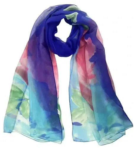 Pokeedioty Scarfs for Women Lightweight Fashion Scarves Elegant Floral Pattern Sheer Scarfs - 6
