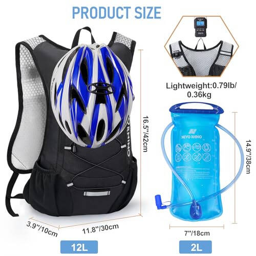 Lightweight Hydration Backpack, Running Backpack with 2L Water Bladder, Hydro Water Daypack for Cycling Hiking Rave for Men Women - 5