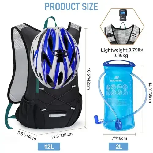 Lightweight Hydration Backpack, Running Backpack with 2L Water Bladder, Hydro Water Daypack for Cycling Hiking Rave for Men Women - 5