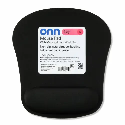 onn Mouse Pad with Memory Foam Wrist Rest Ergonomic Black - 4