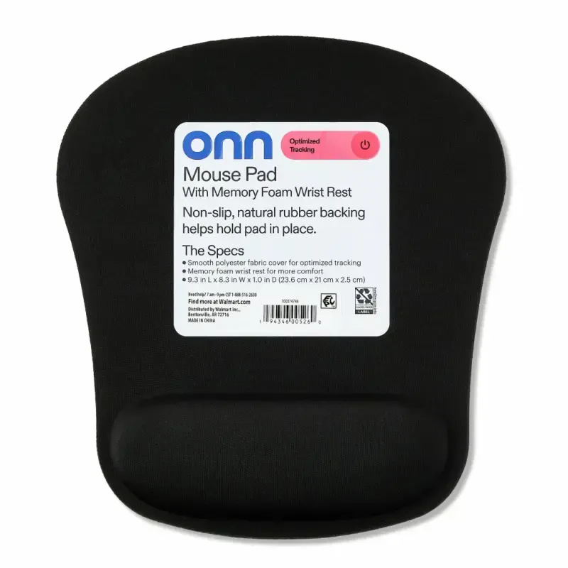 onn Mouse Pad with Memory Foam Wrist Rest Ergonomic Black - 4