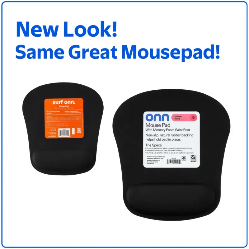 onn Mouse Pad with Memory Foam Wrist Rest Ergonomic Black - ONN