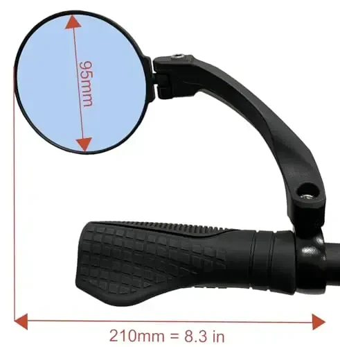 Hafny 2024 NEW Handlebar E-Bike Mirror - Large Round Surface, HD Automotive Grade Glass, Safe Blast-Resistance, Anti-glare Blue Left - 2