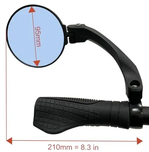 Hafny 2024 NEW Handlebar E-Bike Mirror, Round Large Surface Mirror, HD Automotive Grade Glass Bicycle Mirror, Safe Blast-Resistance Cycling Mirror, HF-M958-FR01 (Anti-glare Blue Right) - 3