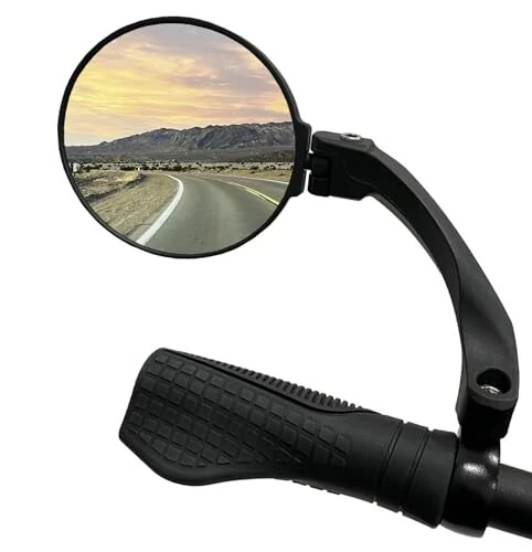Hafny 2024 NEW Handlebar E-Bike Mirror, Round Large Surface Mirror, HD Automotive Grade Glass Bicycle Mirror, Safe Blast-Resistance Cycling Mirror, HF-M958-FR01 (Silver Left) - Hafny