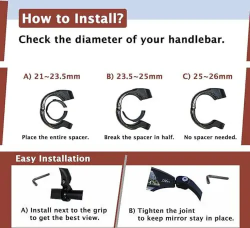 Hafny 2024 NEW Handlebar E-Bike Mirror, Round Large Surface Mirror, HD Automotive Grade Glass Bicycle Mirror, Safe Blast-Resistance Cycling Mirror, HF-M958-FR01 (Silver Left) - 7