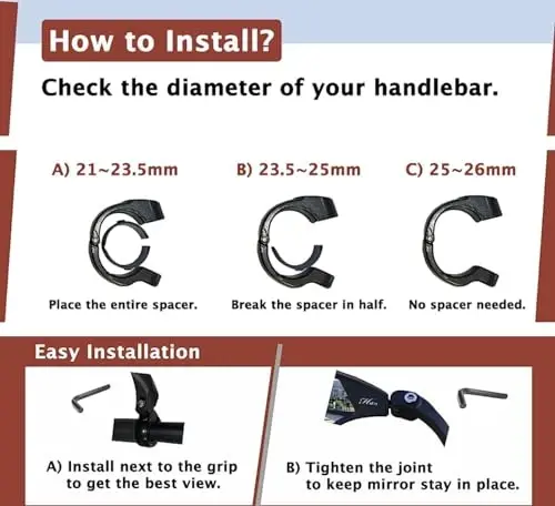 Hafny NEW Handlebar E-Bike Mirror, Round Large Surface, HD Automotive Grade Glass Bicycle Mirror, Safe Blast-Resistance, HF-M958-FR01 - 1