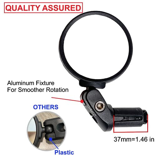 Hafny Bar End Bike / Bicycle Mirror, zanglamaydigan po'lat linzali, xavfsiz sozlanadigan orqa ko'rinishli velosiped / elektron velosiped oynasi, HF-MR083 (qora 62mm) - 3