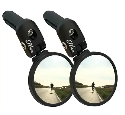 Hafny Bar End Bike Mirror, Stainless Steel Lens, Safe Rearview Mirror (Black 62 Diameter * 2PCS) - 1