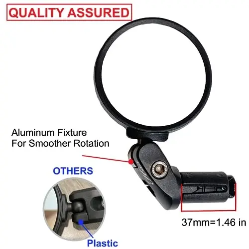Hafny Bar End Bike Mirror - Zanglamaydigan po'lat linzalari, Xavfsiz sozlanishi orqa ko'rinish, Velosiped, E-velosiped - HF-MR087 (Qora 68 Diametr) - 4