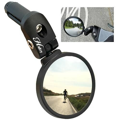 Hafny Bar End Bike / Bicycle Mirror, Stainless Steel Lens , Safe Adjustable Rearview Cycle / E-bike Mirror, HF-MR083 (Black 62mm) - 1