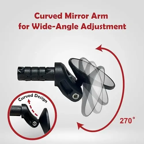 Hafny Drop Bar Bike Mirror, HD Automotive Grade Glass, Shatter-Proof, Super Convex Lens, Bar End Mirror, Cycling Mirror, HF-M956-FR06 (Silver Glass) - 3
