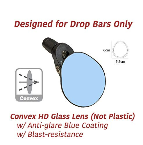 Hafny Drop Bar Bike Mirror, HD, Shatter-Proof, HD Convex Blue Glass Mirror (Anti-glare Blue Glass Lens) - HAFNY (1)