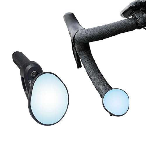 Hafny Drop Bar Bike Mirror, HD, Shatter-Proof, HD Convex Blue Glass Mirror (Anti-glare Blue Glass Lens) - 3