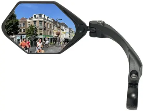 Hafny E-Bike Mirror, Large Surface, HD Glass, Safe Cycling Mirror (HF-M904-FR01B) (Silver Left) - 1