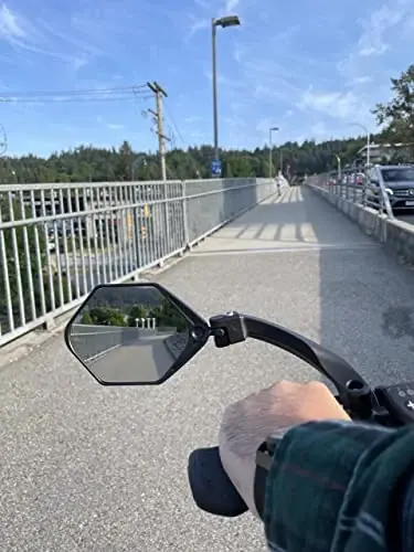 Hafny E-Bike Mirror, Large Surface, HD Glass, Safe Cycling Mirror (HF-M904-FR01B) (Silver Left) - 6