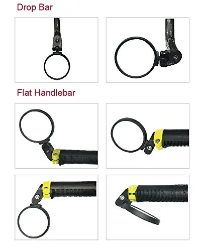 Hafny Bar End Bike Mirror - Stainless Steel Lens, Safe Adjustable Rearview, Cycle, E-bike - HF-MR087 (Black 68 Diameter) - 5