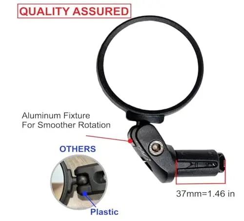 Hafny Bar End Bike Mirror – Unbreakable Stainless Steel Lens, 62mm Diameter (2-Pack), Universal Fit for Road, MTB & E-Bikes - 3