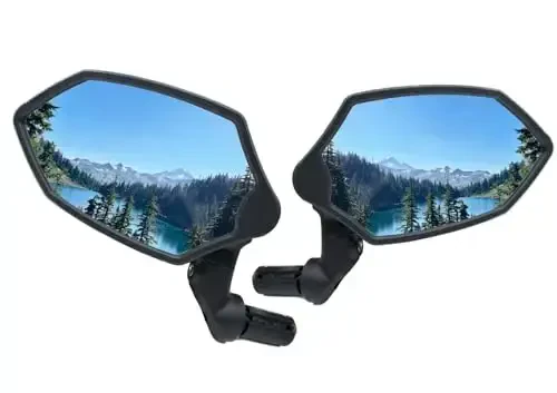 Hafny New Bar End Bike Mirror, HD Glass Lens, Ajustable & Rotatable Safe Rearview Bicycle Mirror, Blast-Resistant, HF-M6002-FR08 (Blue Glass (Universal Left or Right), 1 pc) 