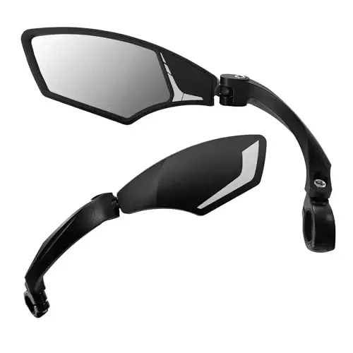 Hafny NEW Handlebar Bike Mirror, HD, Blast-resistant, E-bike Mirror, Glass Lens, HF-MR095 (Silver Left) - 5